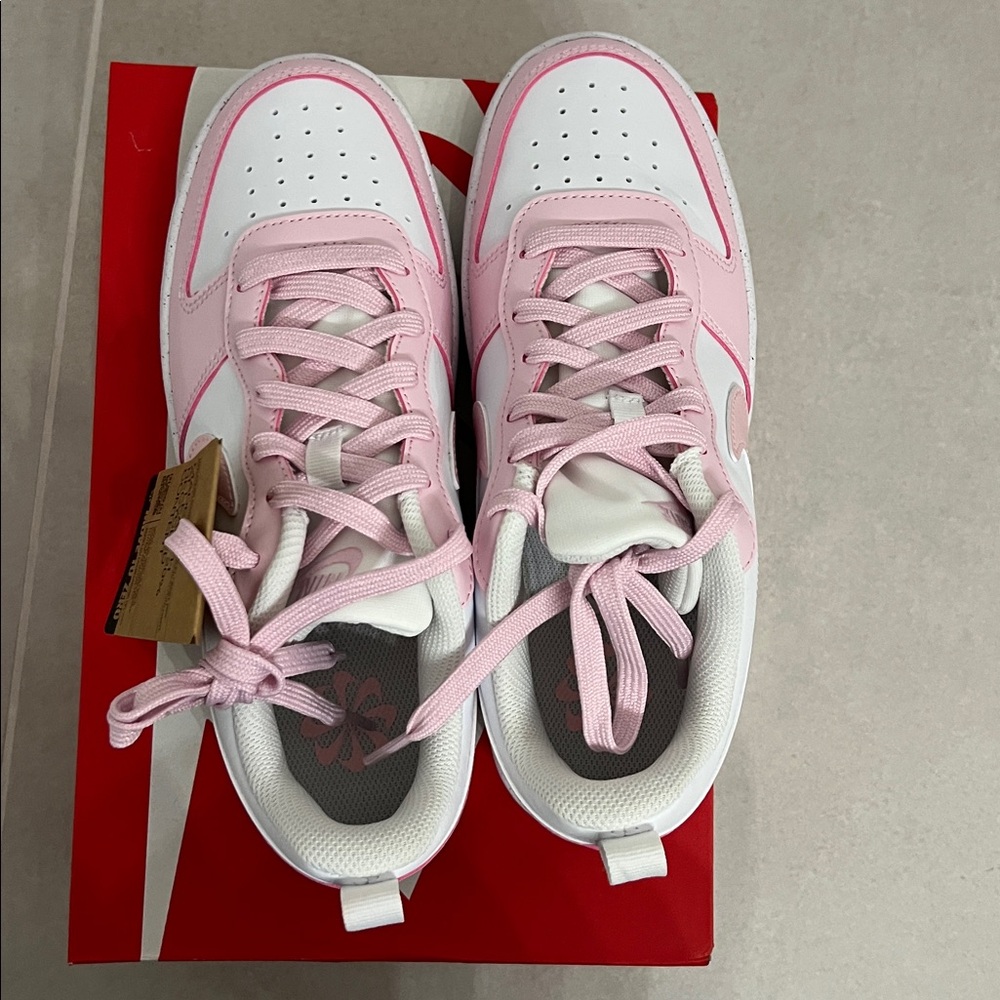 Nike Court Borough Low pastel Pink and White Sneakers - Picture 3 of 4